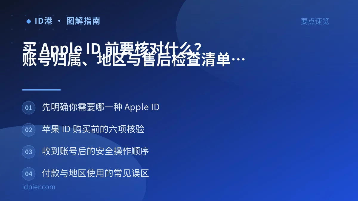 买 Apple ID 前要核对什么？账号归属、地区与售后检查清单