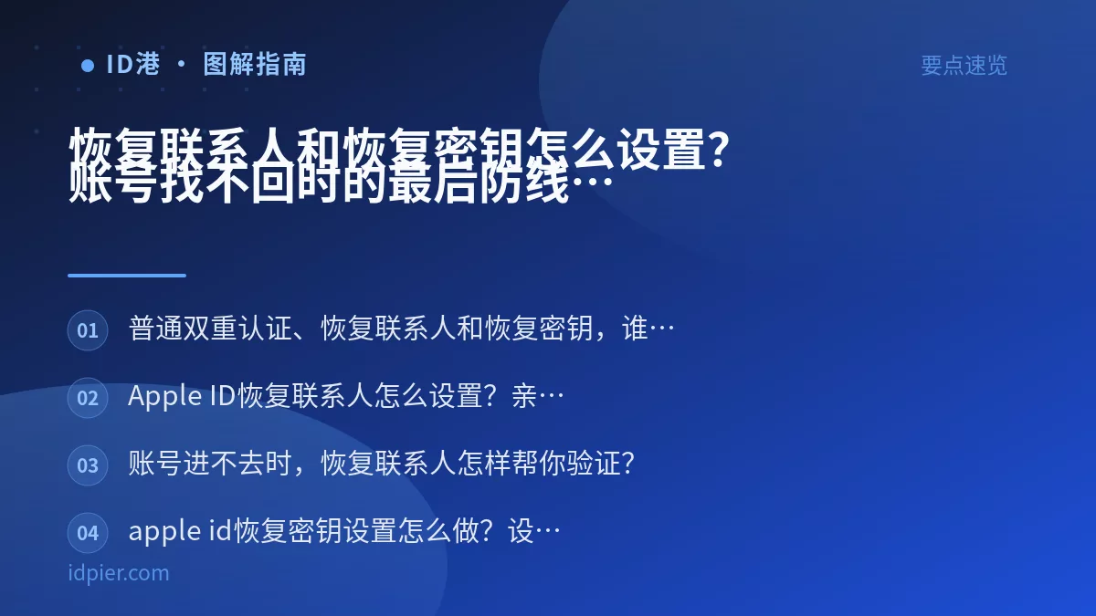 恢复联系人和恢复密钥怎么设置？账号找不回时的最后防线