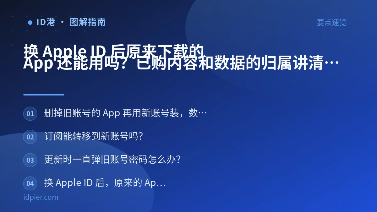 换 Apple ID 后原来下载的 App 还能用吗？已购内容和数据的归属讲清