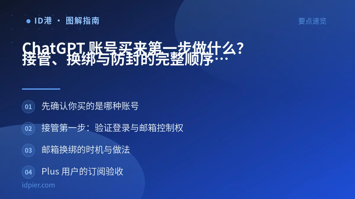 ChatGPT 账号买来第一步做什么？接管、换绑与防封的完整顺序