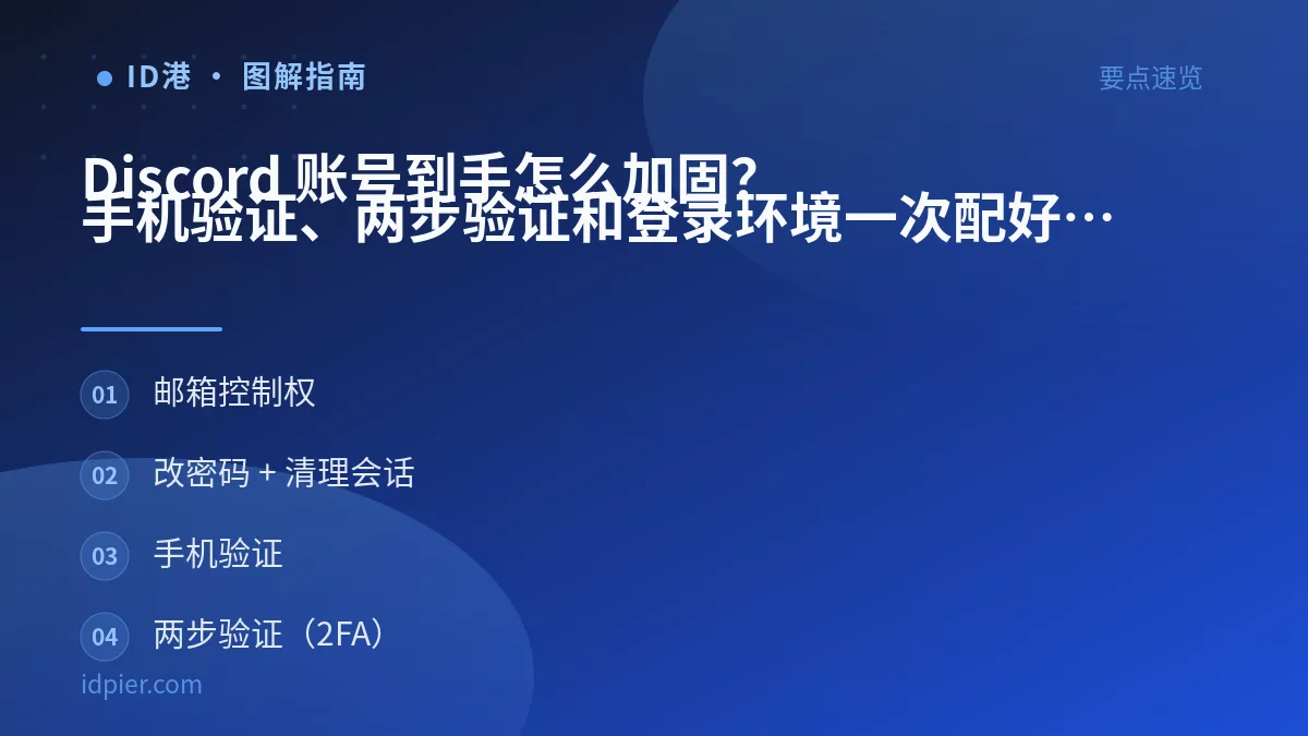 Discord 账号到手怎么加固？手机验证、两步验证和登录环境一次配好