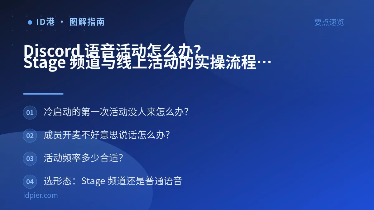 Discord 语音活动怎么办?Stage 频道与线上活动的实操流程