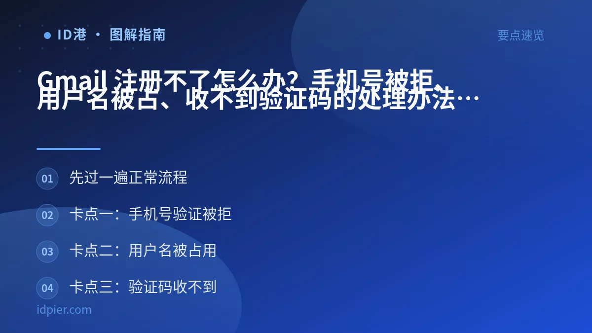 Gmail 注册不了怎么办？手机号被拒、用户名被占、收不到验证码的处理办法