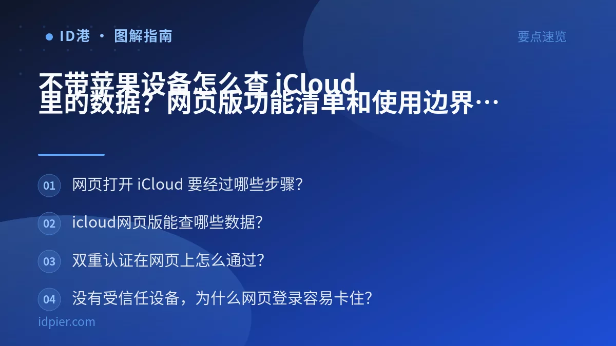 不带苹果设备怎么查 iCloud 里的数据？网页版功能清单和使用边界