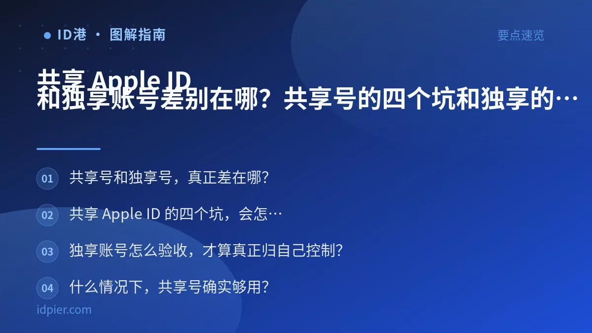 共享 Apple ID 和独享账号差别在哪?共享号的四个坑和独享的理由