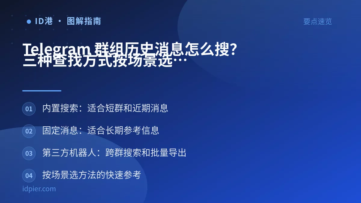 Telegram 群组历史消息怎么搜?三种查找方式按场景选