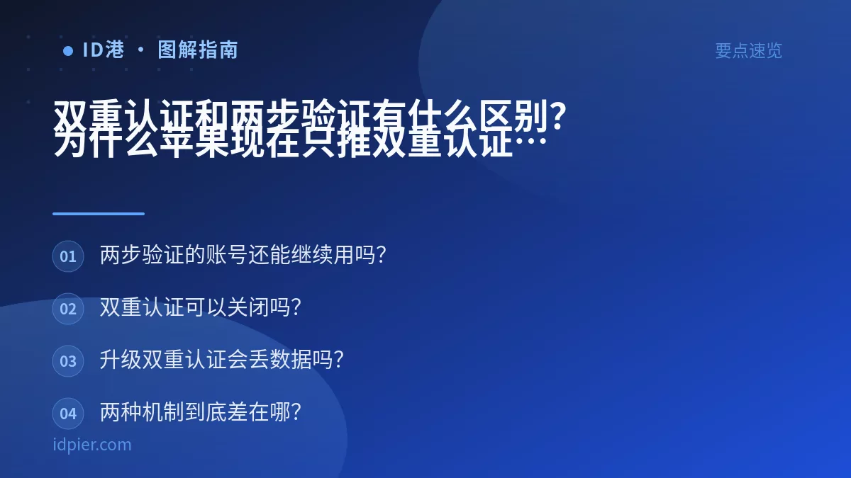 双重认证和两步验证有什么区别？为什么苹果现在只推双重认证
