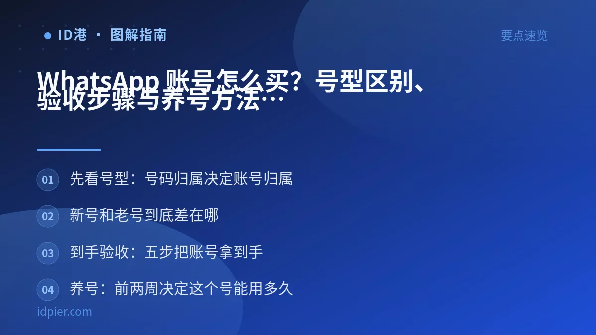 WhatsApp 账号怎么买？号型区别、验收步骤与养号方法