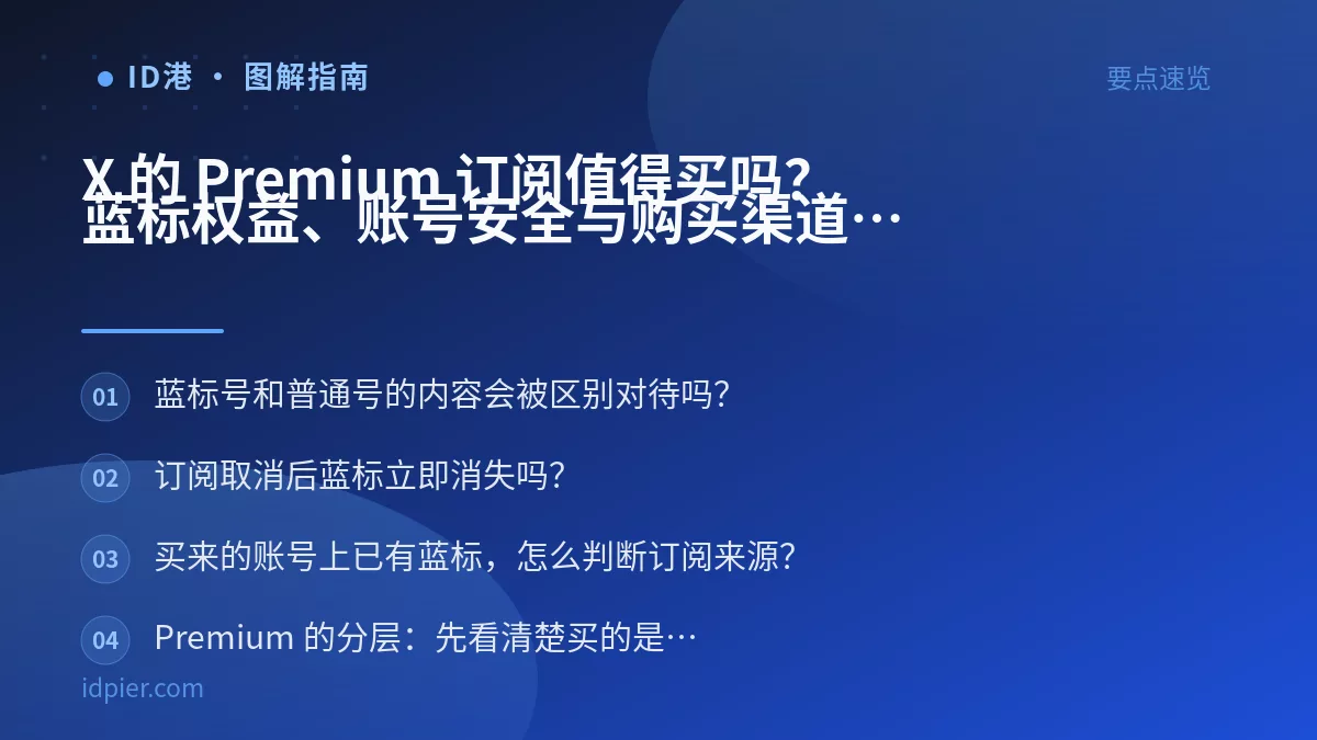 X 的 Premium 订阅值得买吗？蓝标权益、账号安全与购买渠道